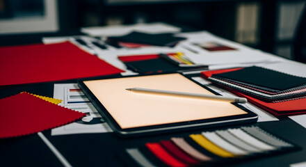 Creative Workspace With Tablet And Design Elements Ready For Inspiration and Work