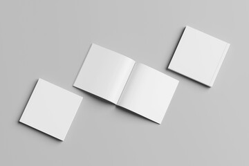 Blank square magazine open and cover