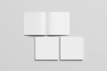 Blank square magazine open and cover