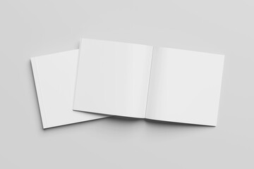 Blank square magazine open and cover