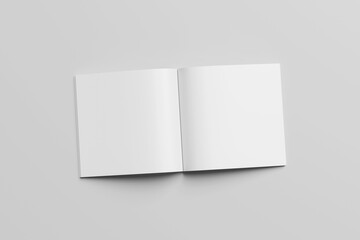 Blank square magazine open and cover