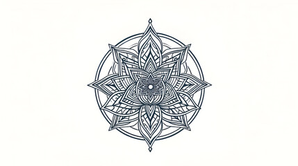 Filigree lotus flower on sacred geometry sign, vector handdrawn illustration