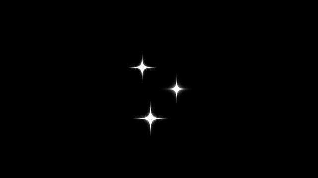 Sparkling star twinkle, magic flash explosion, doodles style light effects, glowing burst on black screen, cartoon shimmer animation, transparent glitter sparkle overlay. 4K