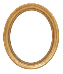 Old style round vintage golden frame isolated on a white background