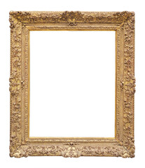 Old style vintage golden frame isolated on a white background