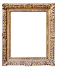Old style vintage golden frame isolated on a white background