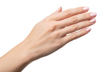 Fototapeta premium A View of a woman Hand with Pink Manicured Nails Reaching Out to the Side