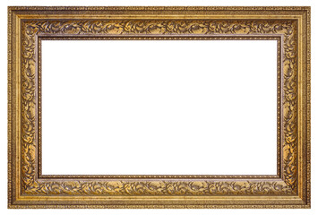 Old style vintage golden frame isolated on a white background