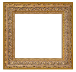 Old style vintage golden frame isolated on a white background