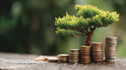 Tree of Financial Growth Surrounded by Wealth Symbols Chaos and Order Coexist, Perfect for Empowering and Inspiring Campaigns.