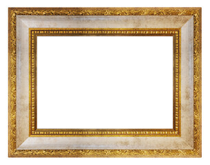 Old style vintage golden frame isolated on a white background