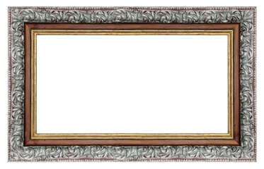 Old vintage silver frame isolated on a white background
