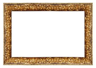 Old style vintage golden frame isolated on a white background