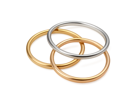 Interlocking gold and silver rings isolated on transparent background isolated on transparent background
