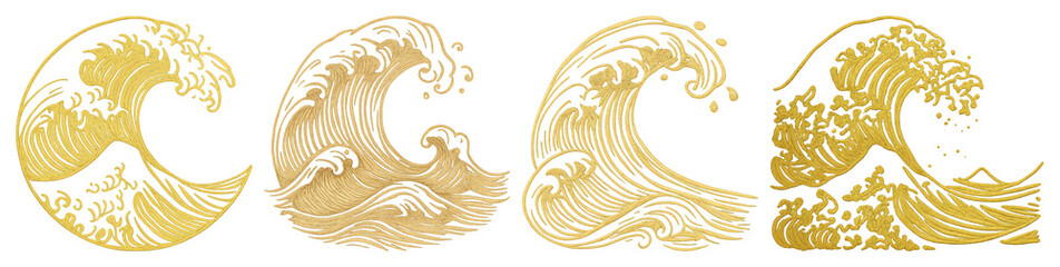 Elegant golden wave illustrations