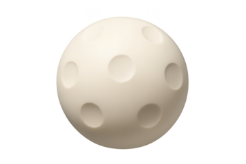 White dimpled floorball ball isolated on transparent background, for sport.