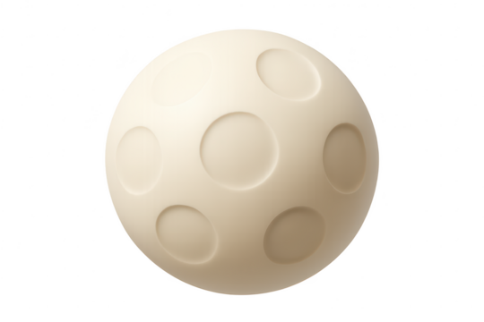 Cream colored dimpled practice ball isolated on transparent background