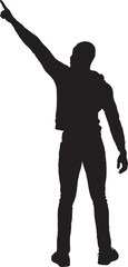 vector, silhouette of standing man pointing up