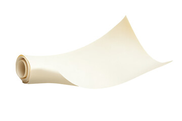 Rolled bended white paper sheet isolated on transparent background. Blank bended paper sheet isolated on white background.