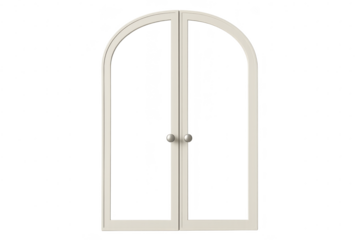 Elegant arched French doors isolated on transparent background, classic architectural element