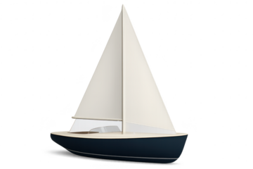 Elegant modern sailboat isolated on a transparent background, ready for maritime travel