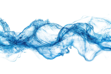 Abstract blue fluid wave motion isolated on transparent background. Blue ocean wave isolated on white background.