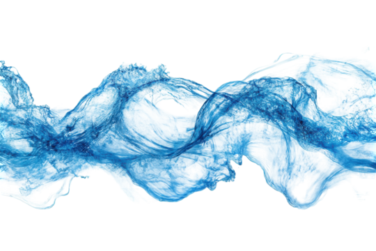 Abstract blue fluid wave motion isolated on transparent background. Blue ocean wave isolated on white background.