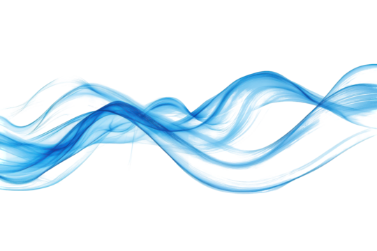 Abstract blue fluid wave motion isolated on transparent background. Blue ocean wave isolated on white background.