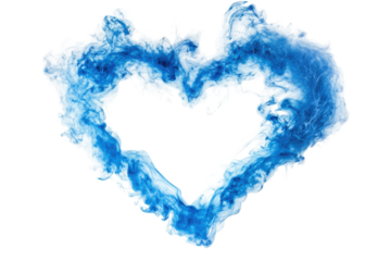 Blue smoke heart shape isolated on transparent background. Blue smoke forming a heart shape isolated on white background.