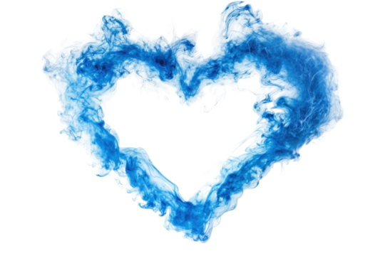 Blue smoke heart shape isolated on transparent background. Blue smoke forming a heart shape isolated on white background. - Powered by Adobe