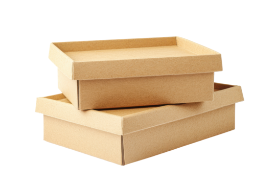 Cardboard boxes stacked together isolated on transparent background. Cardboard boxes isolated on white background.