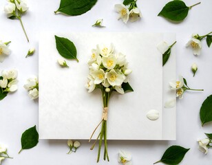 Jasmine bouquet on white background