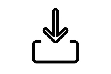 Obraz premium Black outline download icon symbol isolated on transparent background, vector