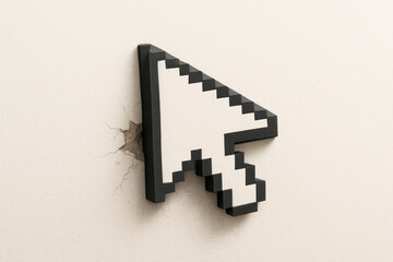 Computer cursor on the background of the wall.