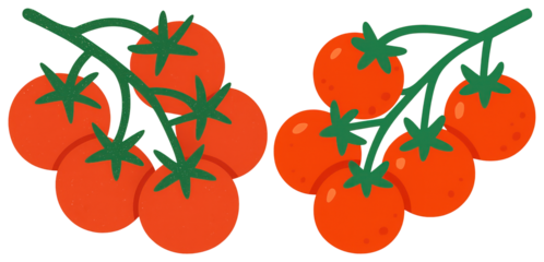 PNG Fresh cartoon tomato illustration, element set on transparent background