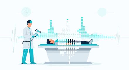 Futuristic medical examination showcasing advanced technology in healthcare and diagnostics