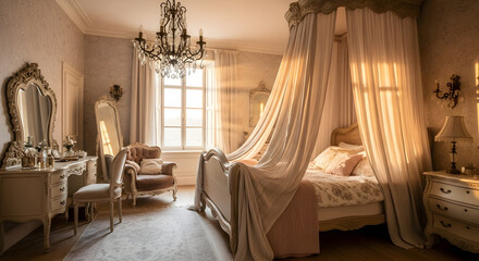 Elegant Bedroom: A Luxurious Retreat Drenched in the Warmth of Sunlight