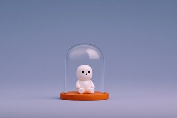 Naklejka premium Miniature figure enclosed in glass dome, showcasing whimsical de