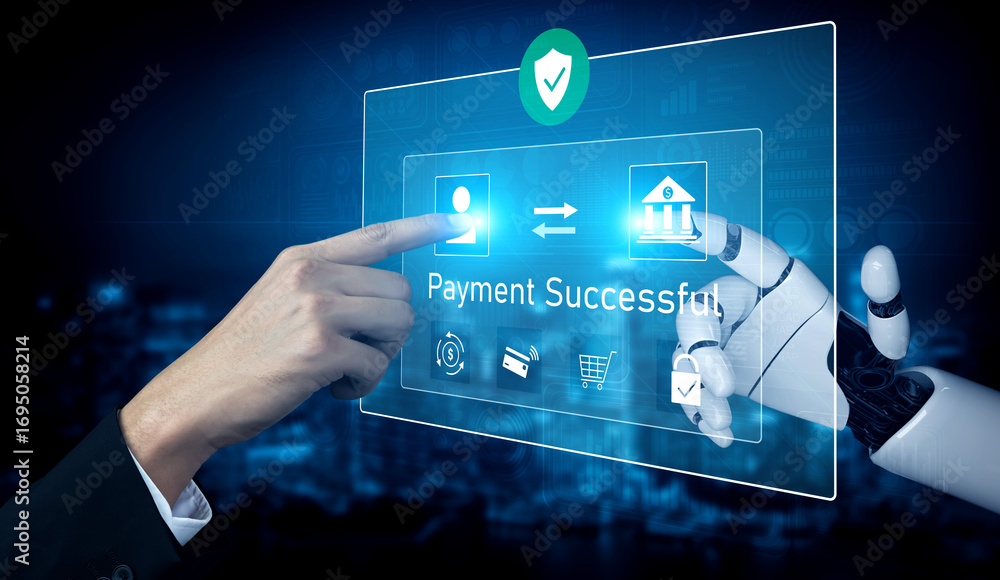 Poster ai confirms secure payment transaction, verifying user identity, processing order, and authorizing c