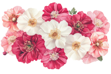 Bouquet of pink and white roses isolated on transparent background. Delicious french potato fries in a red carton package box isolated on white background.