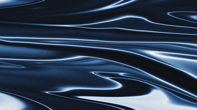Abstract blue chrome fluid texture, grainy background. texture.