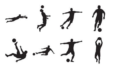Soccer Player Vector Silhouette set