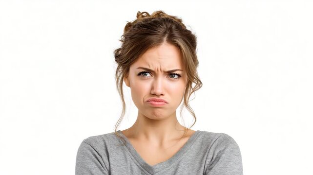 Frustrated woman expresses her discontent in casual setting