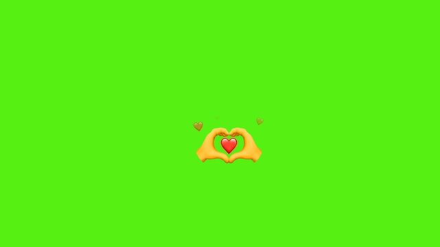 Express heartfelt love and affection with a vibrant animated heart formed by hands on a bright green screen background, perfect for dynamic visual storytelling and emotional impact
