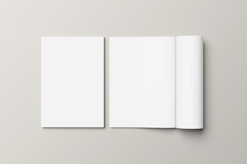 Blank magazine cover and open
