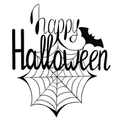 Halloween illustration with Happy Halloween and spider web