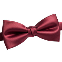 Elegant satin bow tie with smooth symmetrical loops and neat central knot isolated on plain white background under bright soft lighting
