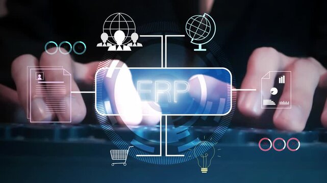 ERP platform centralized system for enterprise resource planning, improving integration, data flow, business efficiency, finance, inventory, and human resources.