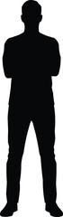 Silhouette of a Standing Man with Crossed Arms &ndash; Confident Pose VectorSilhouette of a Standing Man with Crossed Arms &ndash; Confident Pose Vector