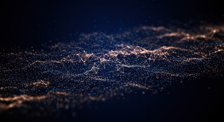 Abstract Digital Network Wave Background with Glowing Dots